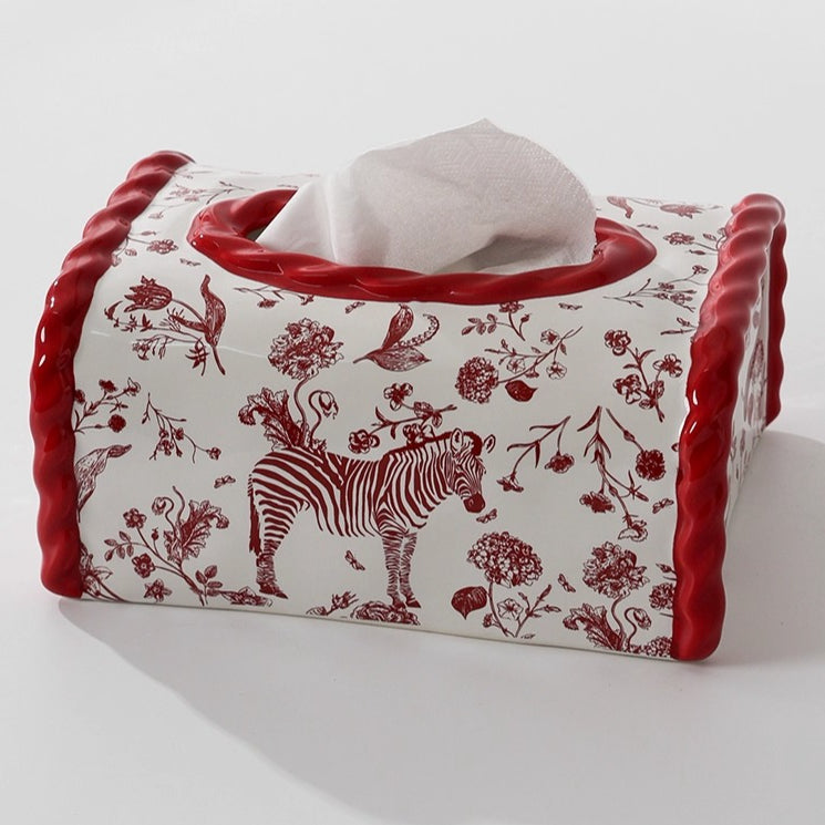 Zebra Motif Ceramic Tissue Box Cover
