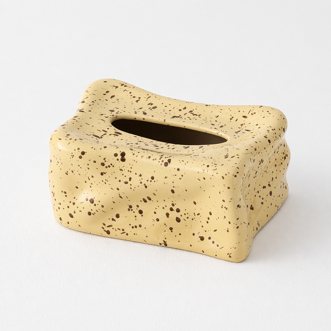 Wavy Splatter Tissue Box Cover | Retro 70s Ceramic Decor