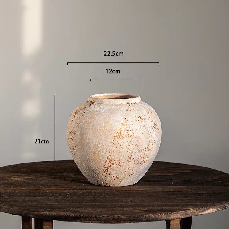 Rustic Wabi-Sabi Ceramic Vase | Distressed Mediterranean Decor