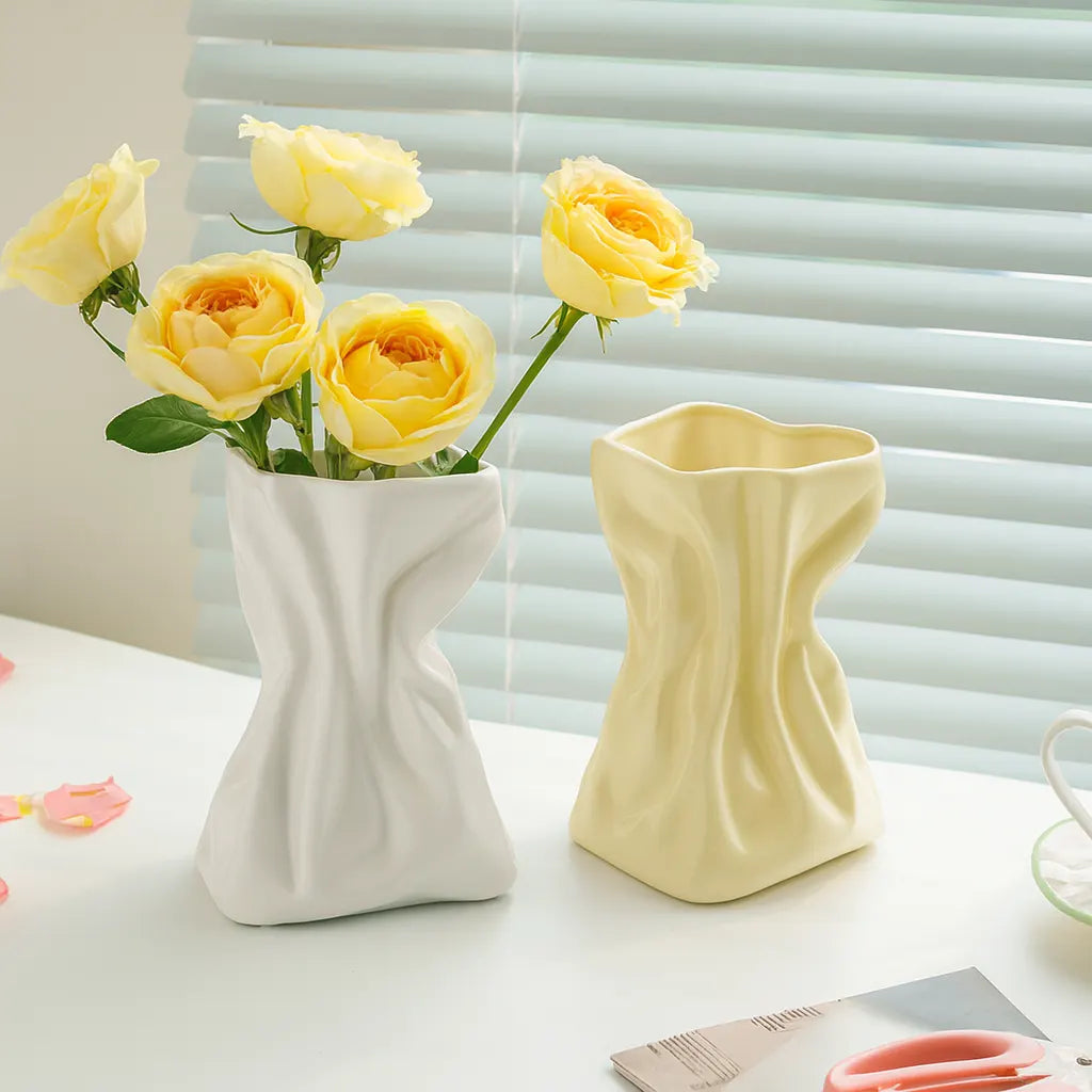 Crinkle Paper Bag Vase | Ceramic Art Sculpture