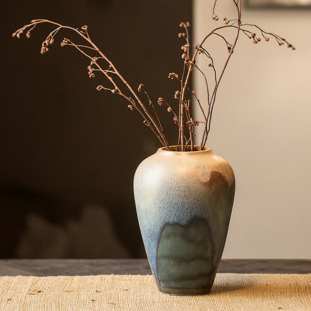 "Misty Landscape" Reactive Glaze Vase | Japandi Studio Pottery