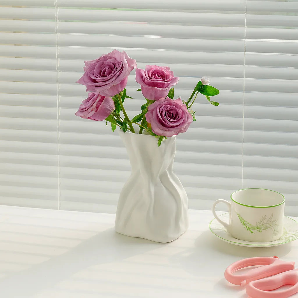 Crinkle Paper Bag Vase | Ceramic Art Sculpture