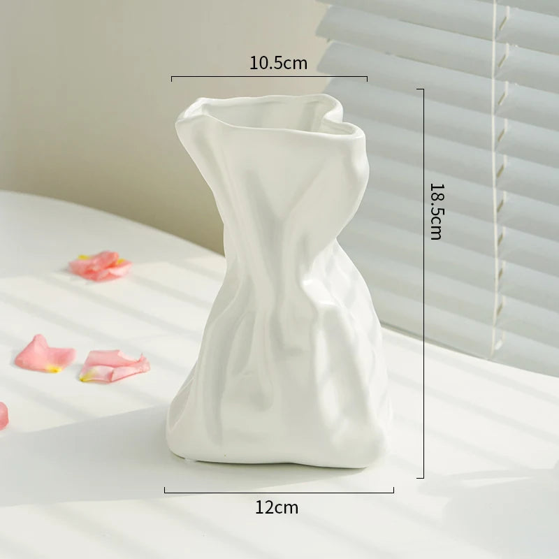 Crinkle Paper Bag Vase | Ceramic Art Sculpture
