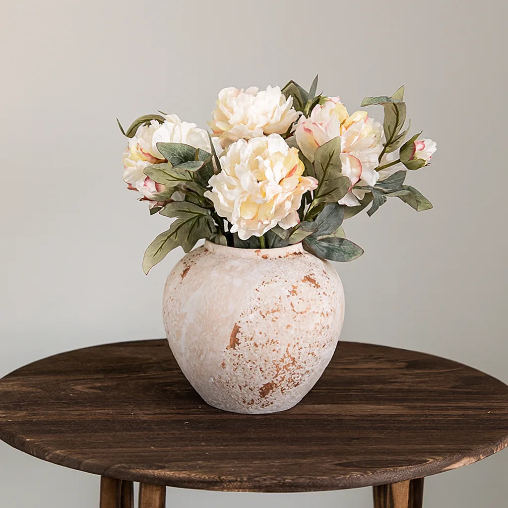 Rustic Wabi-Sabi Ceramic Vase | Distressed Mediterranean Decor
