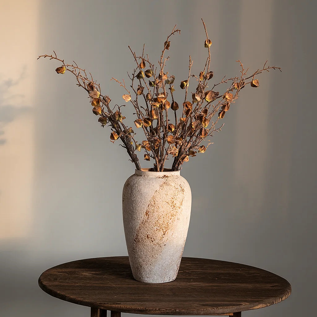 Rustic Wabi-Sabi Ceramic Vase | Distressed Mediterranean Decor