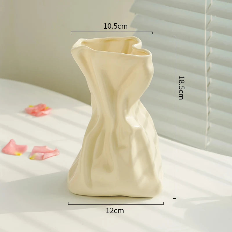 Crinkle Paper Bag Vase | Ceramic Art Sculpture