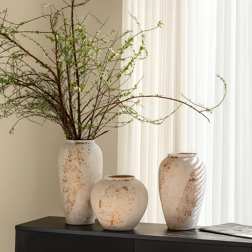Rustic Wabi-Sabi Ceramic Vase | Distressed Mediterranean Decor
