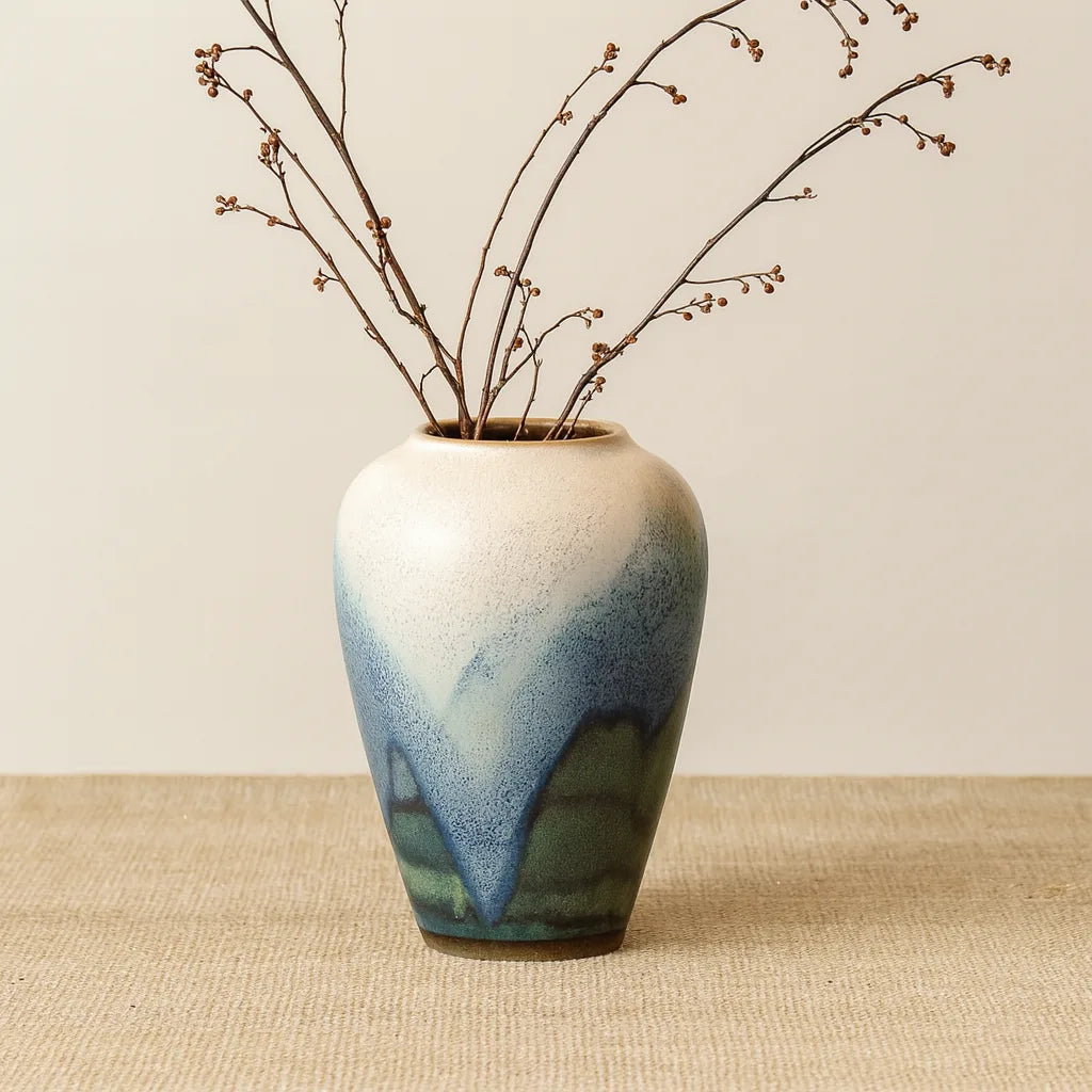 "Misty Landscape" Reactive Glaze Vase | Japandi Studio Pottery