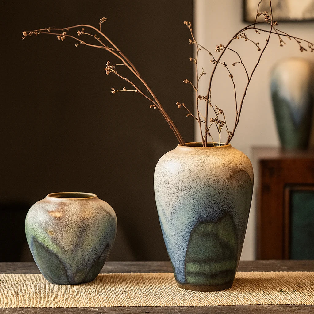 "Misty Landscape" Reactive Glaze Vase | Japandi Studio Pottery